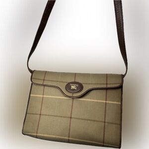 Vintage Burberry Olive/Brown Check Satchel Bag